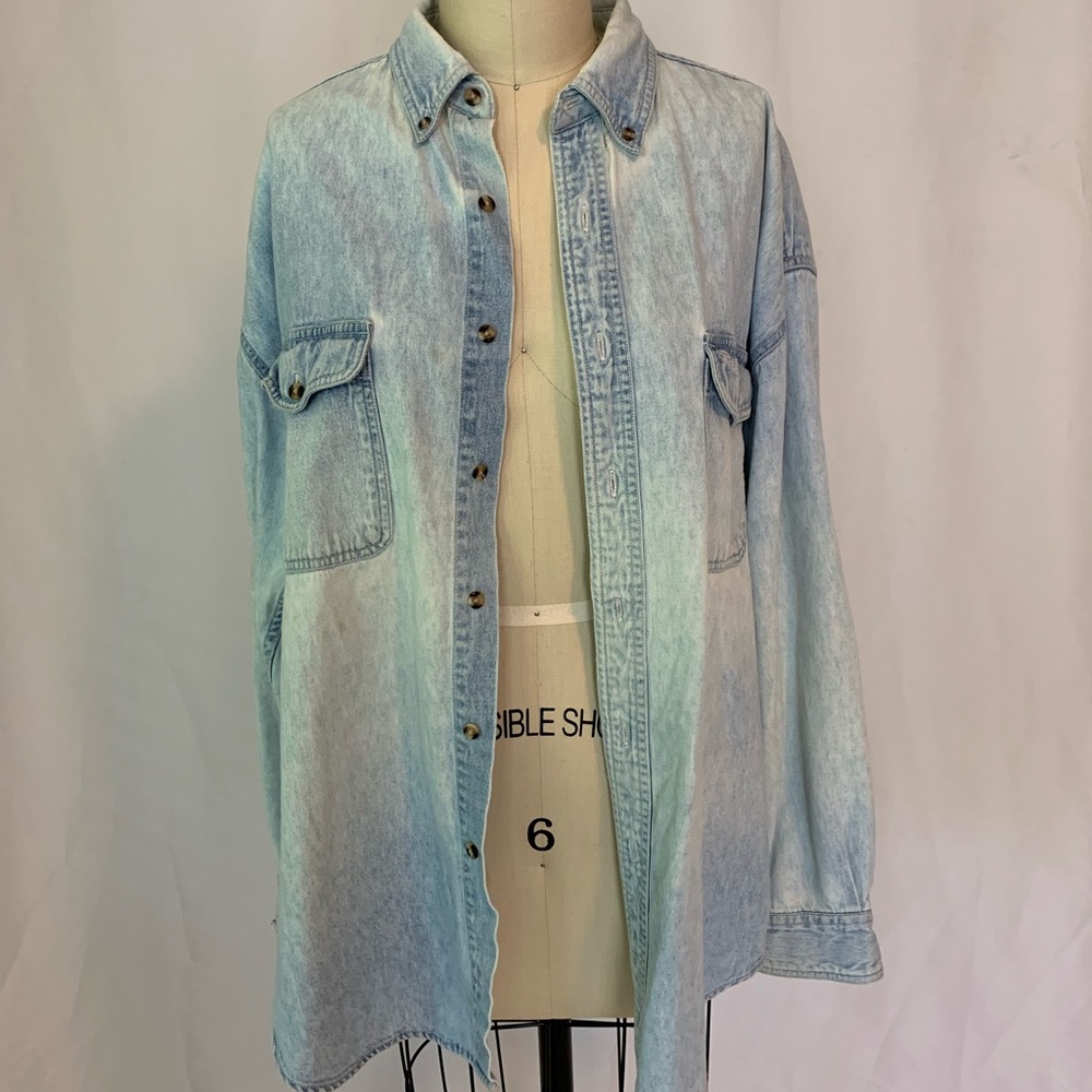 Distressed Long Sleeve Button Up